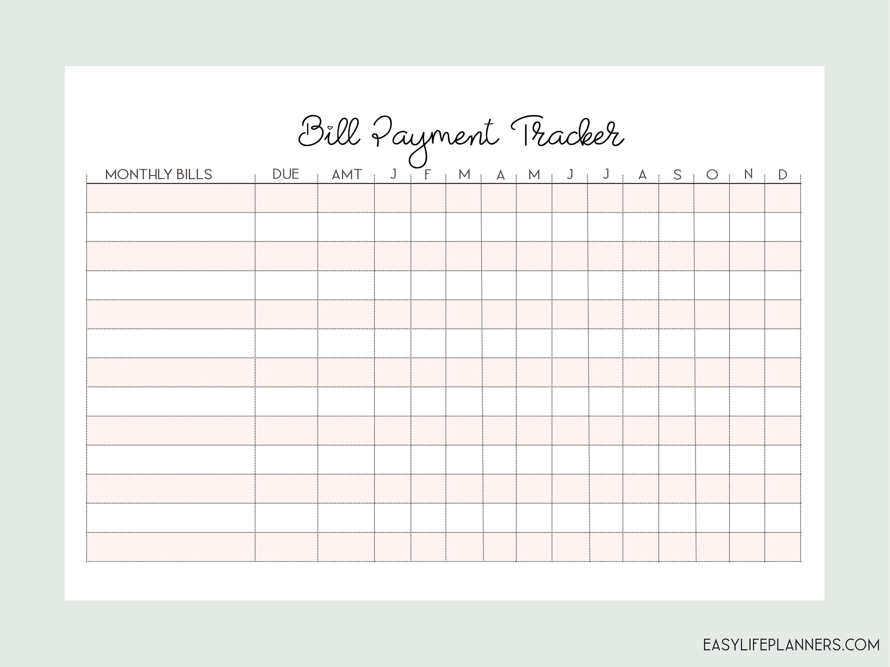 Bills Organizer Personal Wide Rings Budget planner Printable Etsy