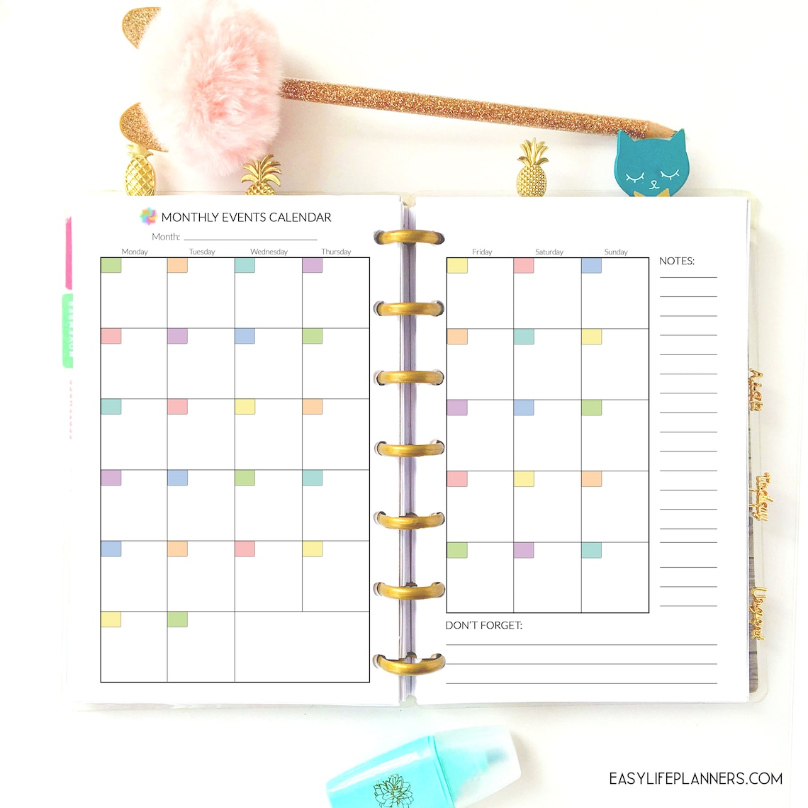 Mini Happy Planner Monthly Mini Mambi Insert Month At A Glance Etsy