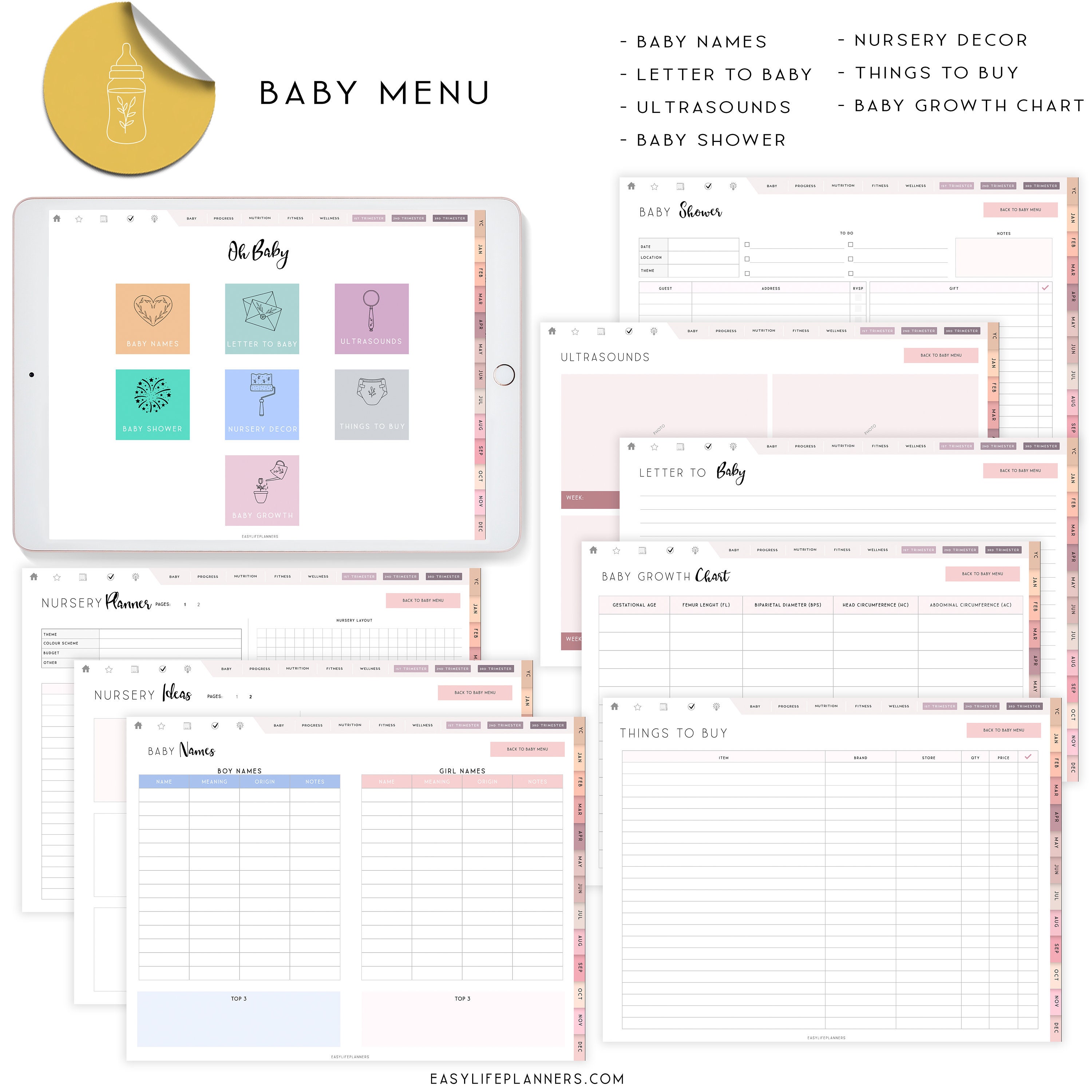 Pregnancy Planner, Digital Planner, Goodnotes template, Pregnancy