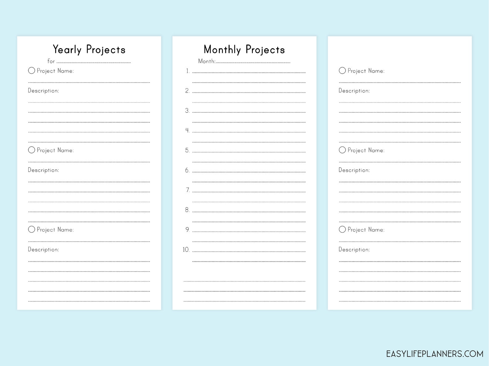Project Planner Midori Travelers Notebooks Inserts Printable | Etsy