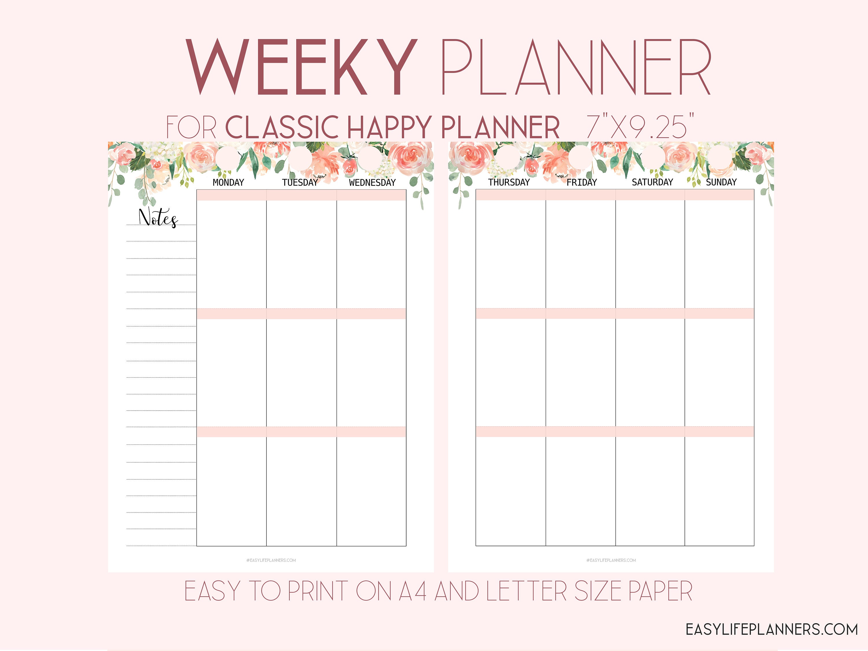 Vertical Weekly Planner Printable