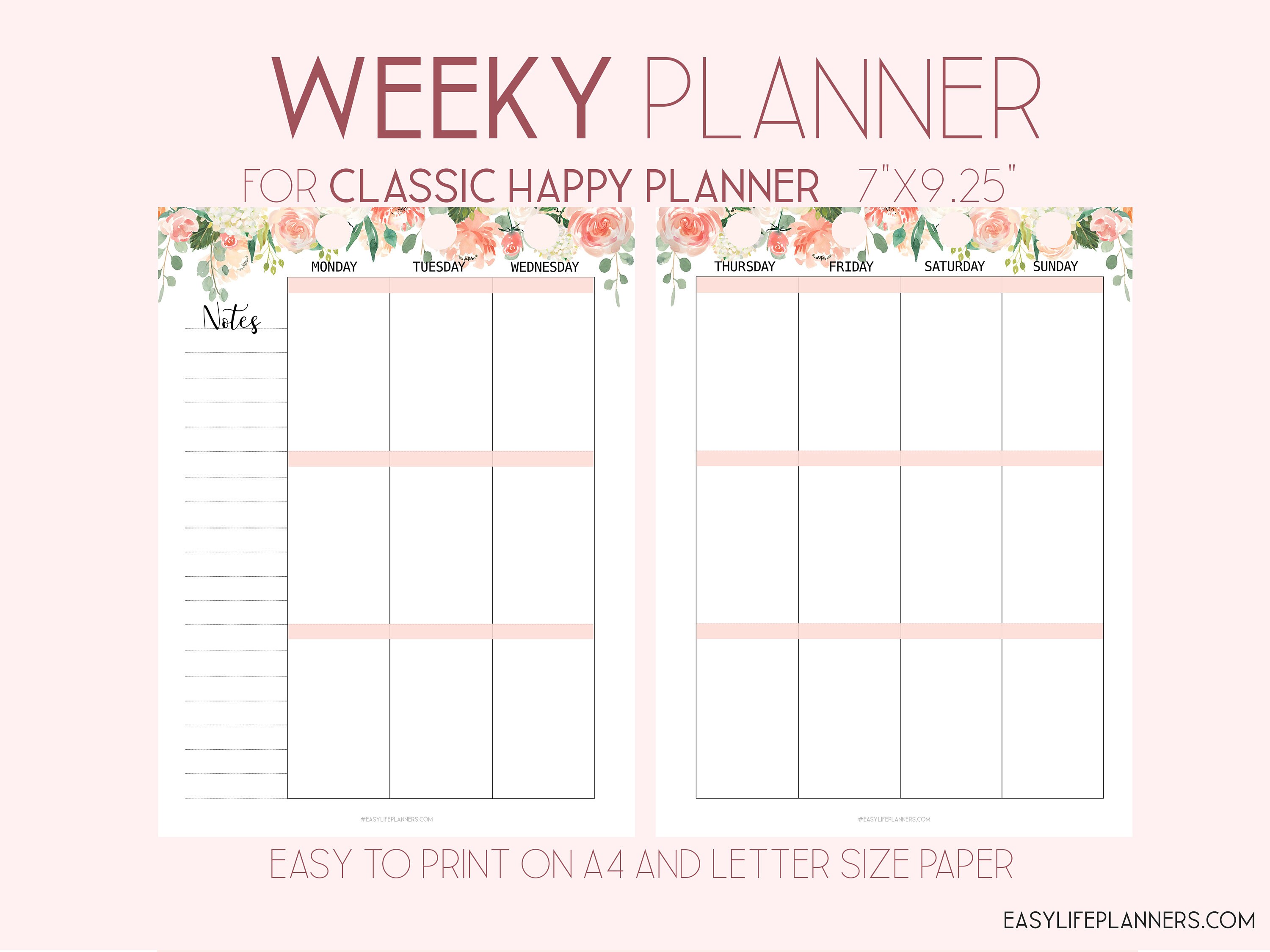 Vertical Weekly Planner Pages Made To Fit Happy Planner Etsy