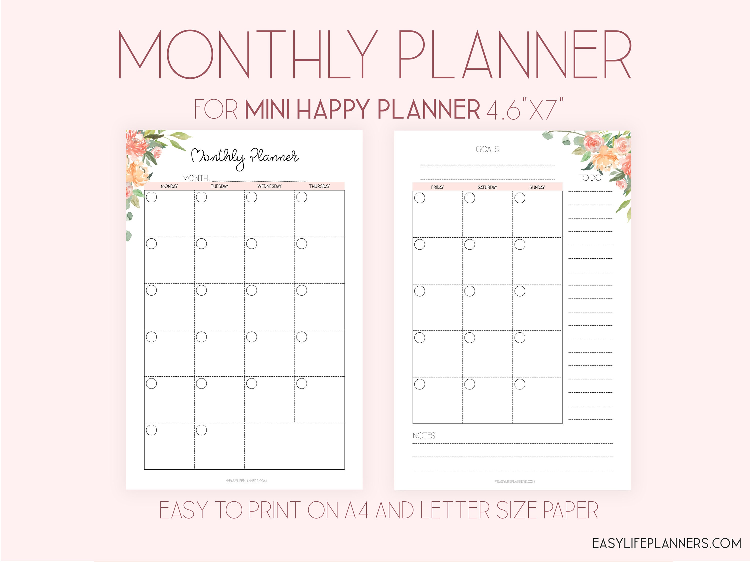 Monthly Planner For Mini Happy Planner Printables Month On Etsy