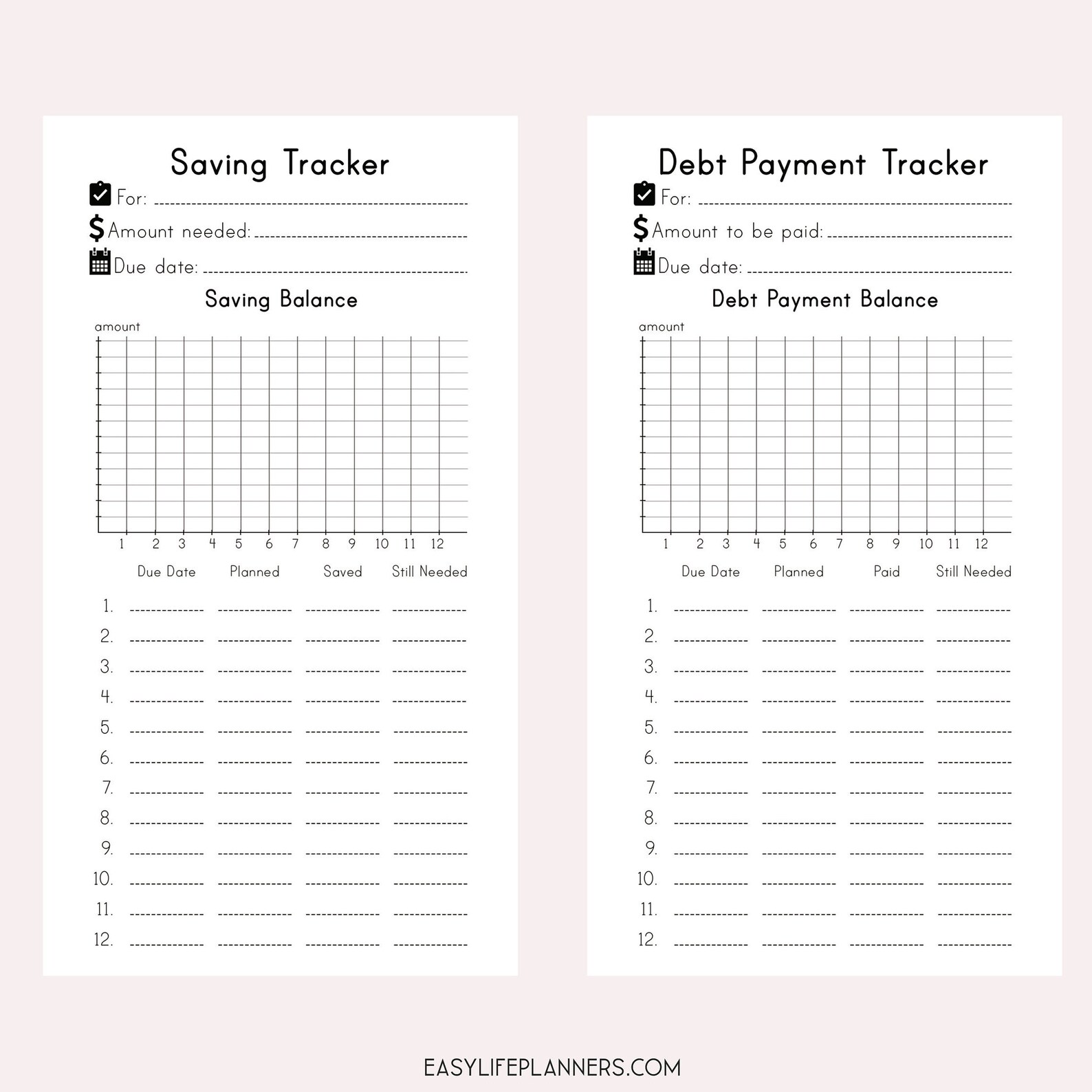 Saving Tracker Personal Filofax Inserts Budget Planner Etsy