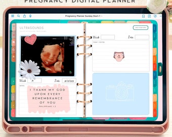 Digital Pregnancy Planner, Digital Planner, Goodnotes template, Pregnancy journal, Pregnancy diary, Baby Planner