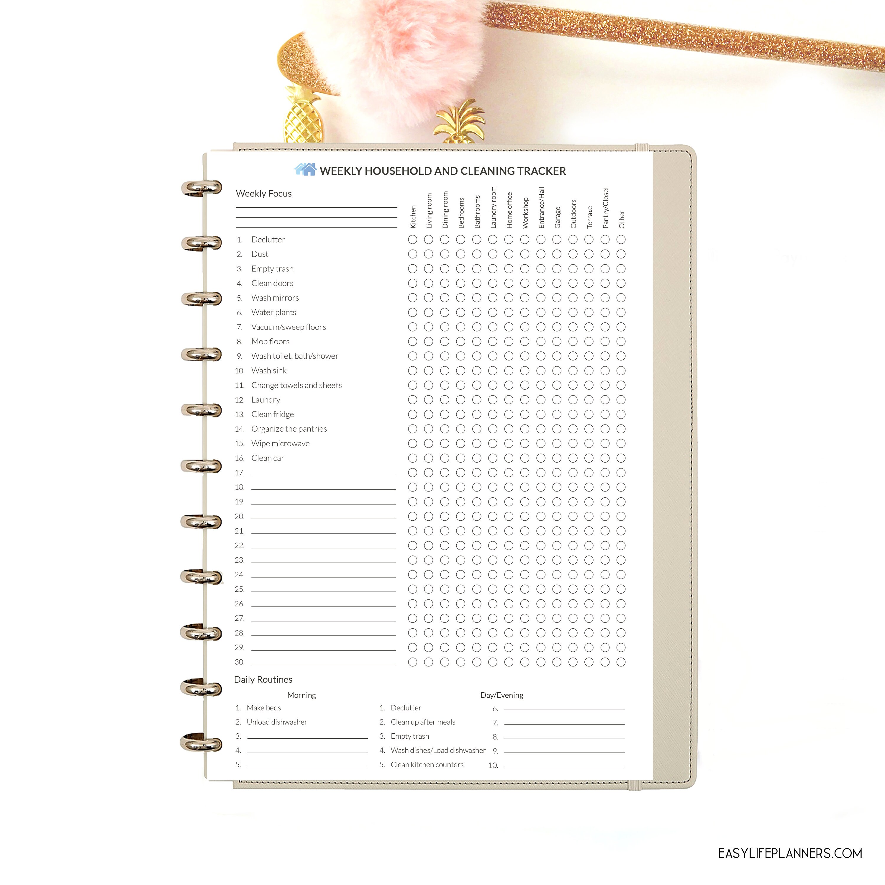 Cleaning Checklist Printable Planner Inserts Household Organizer Household Routines Cleaning Tracker Cleaning Schedule Instant Download