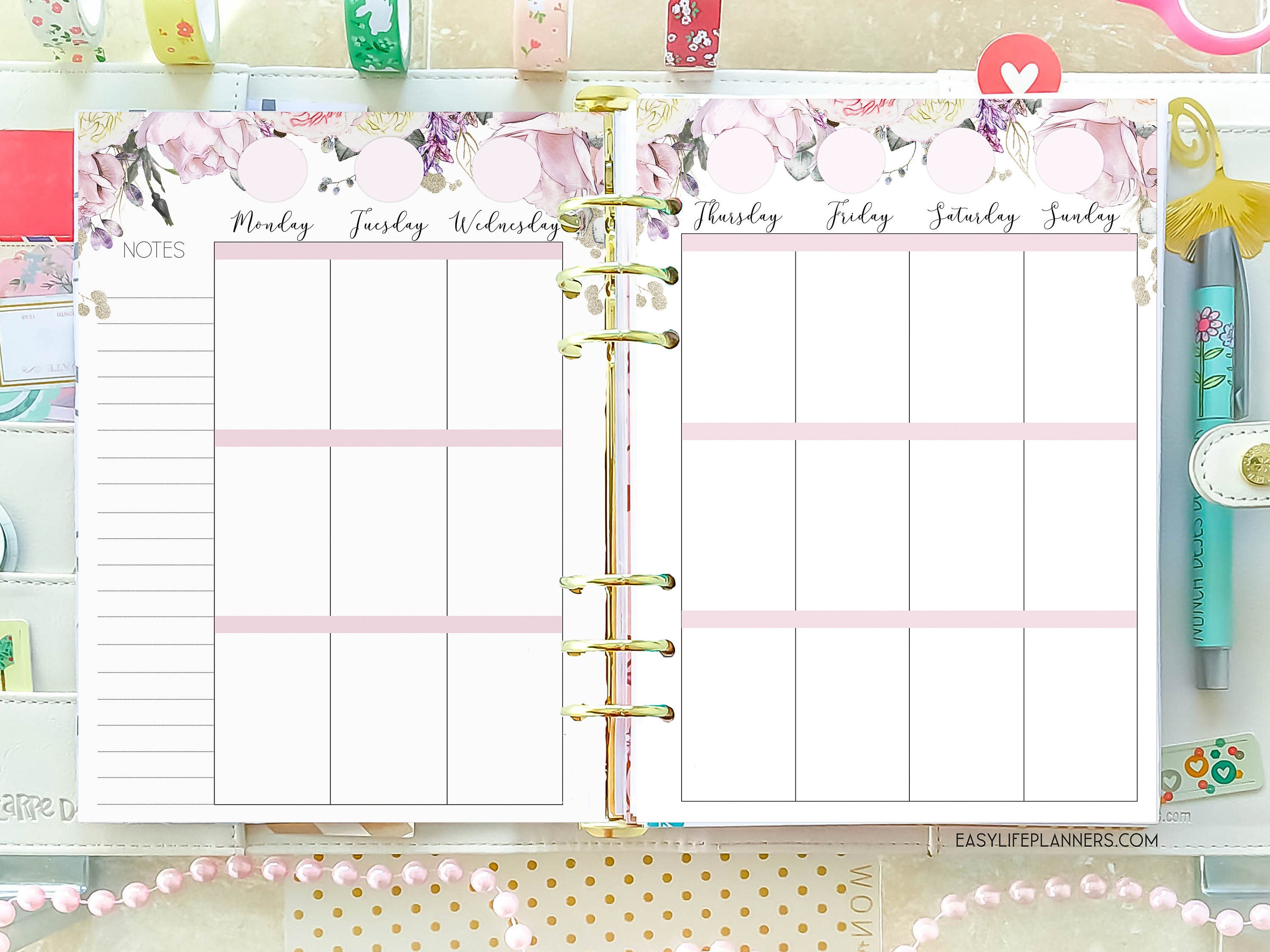 A5 Weekly Insert Weekly Planner Pages A5 Planner Refills Printable