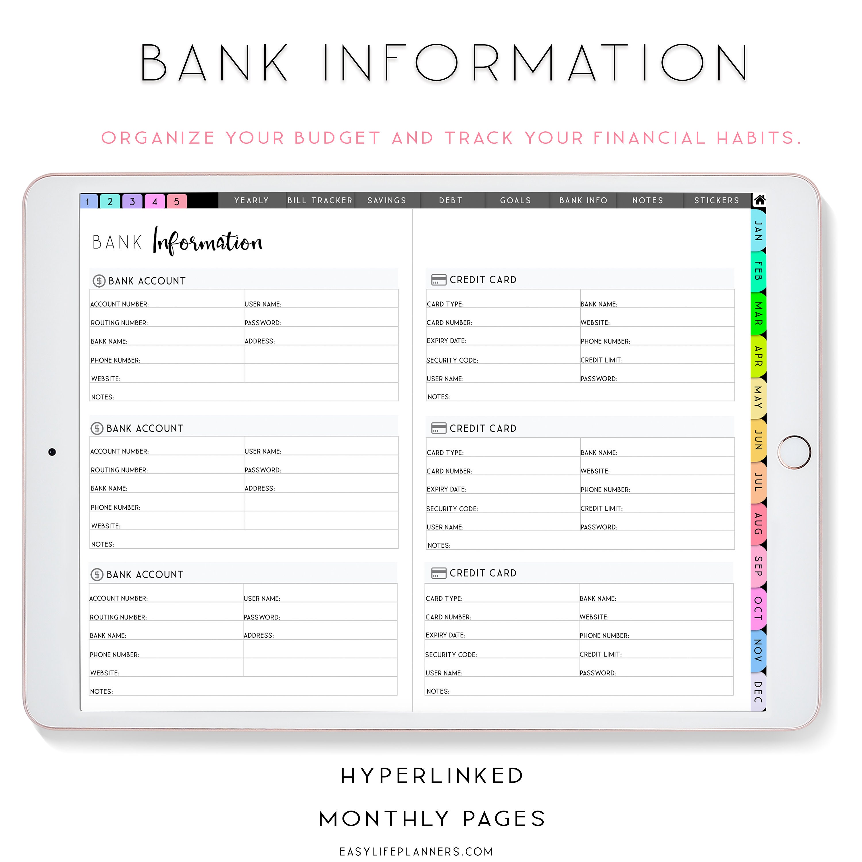 Digital Budget Planner iPad Planner, Goodnotes Planner, Notability