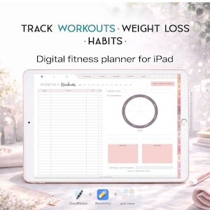 Planejador de Fitness Digital | Planejador de Treinos, Rastreador de Perda de Peso e Diário de Hábitos para iPad GoodNotes