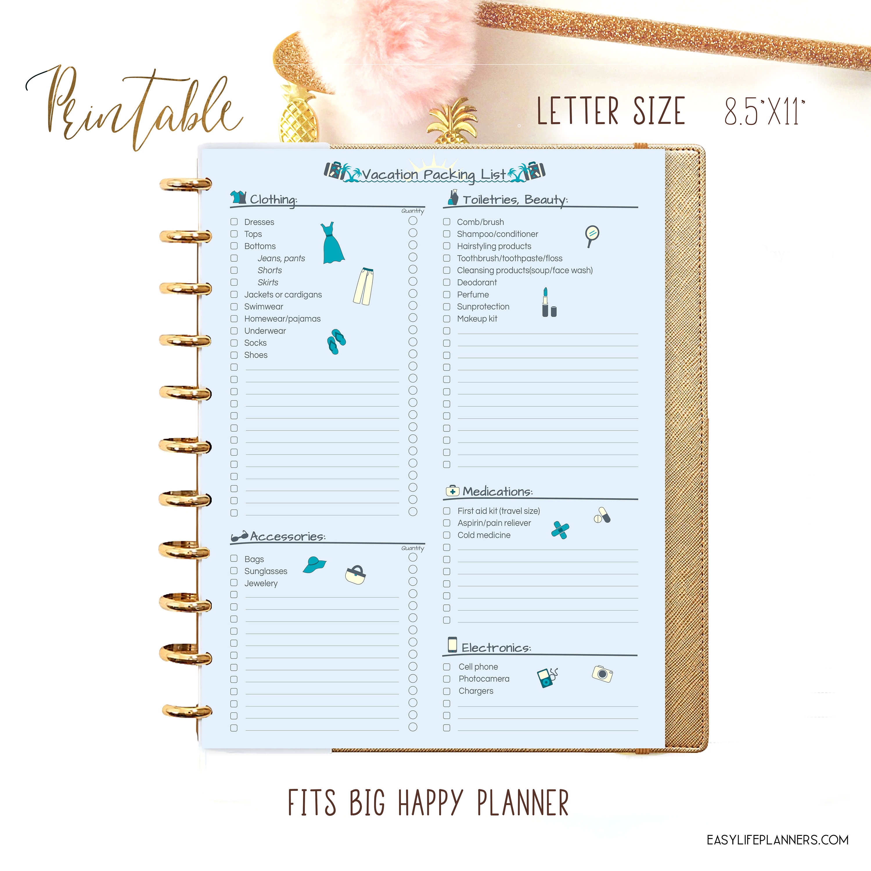 Big Happy Planner Printable Happy Planner Inserts Travel | Etsy