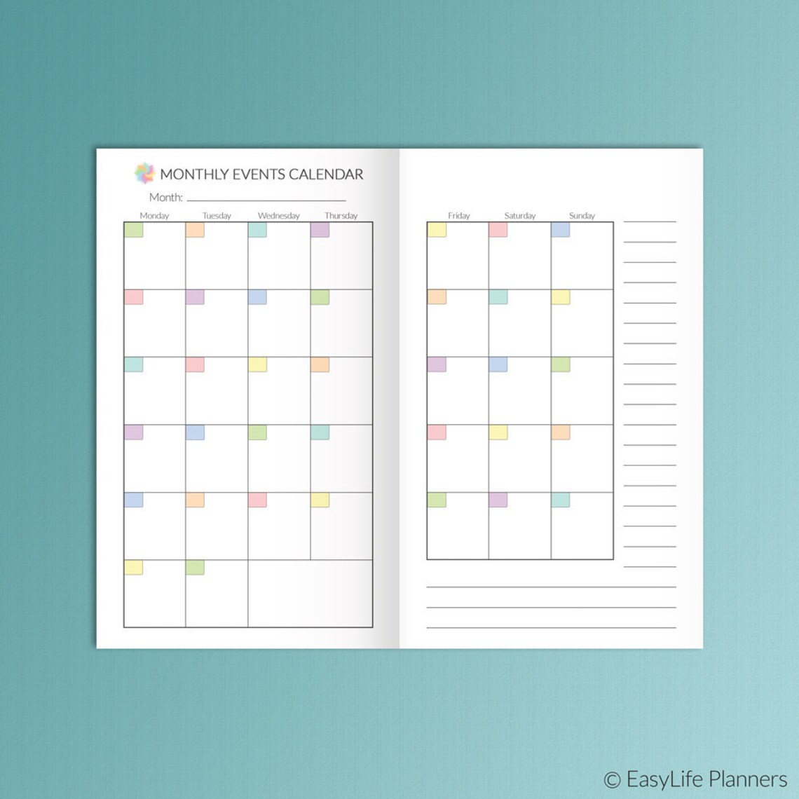 B6 Slim Monthly Planner B6 Slim Insert Digital Paper Printable | Etsy