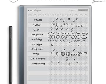 Remarkable 2 Template, Digital Habit Tracker, Digital Planner, Goal Tracker, Routine tracker, Motivation planner, Made for reMarkable tablet
