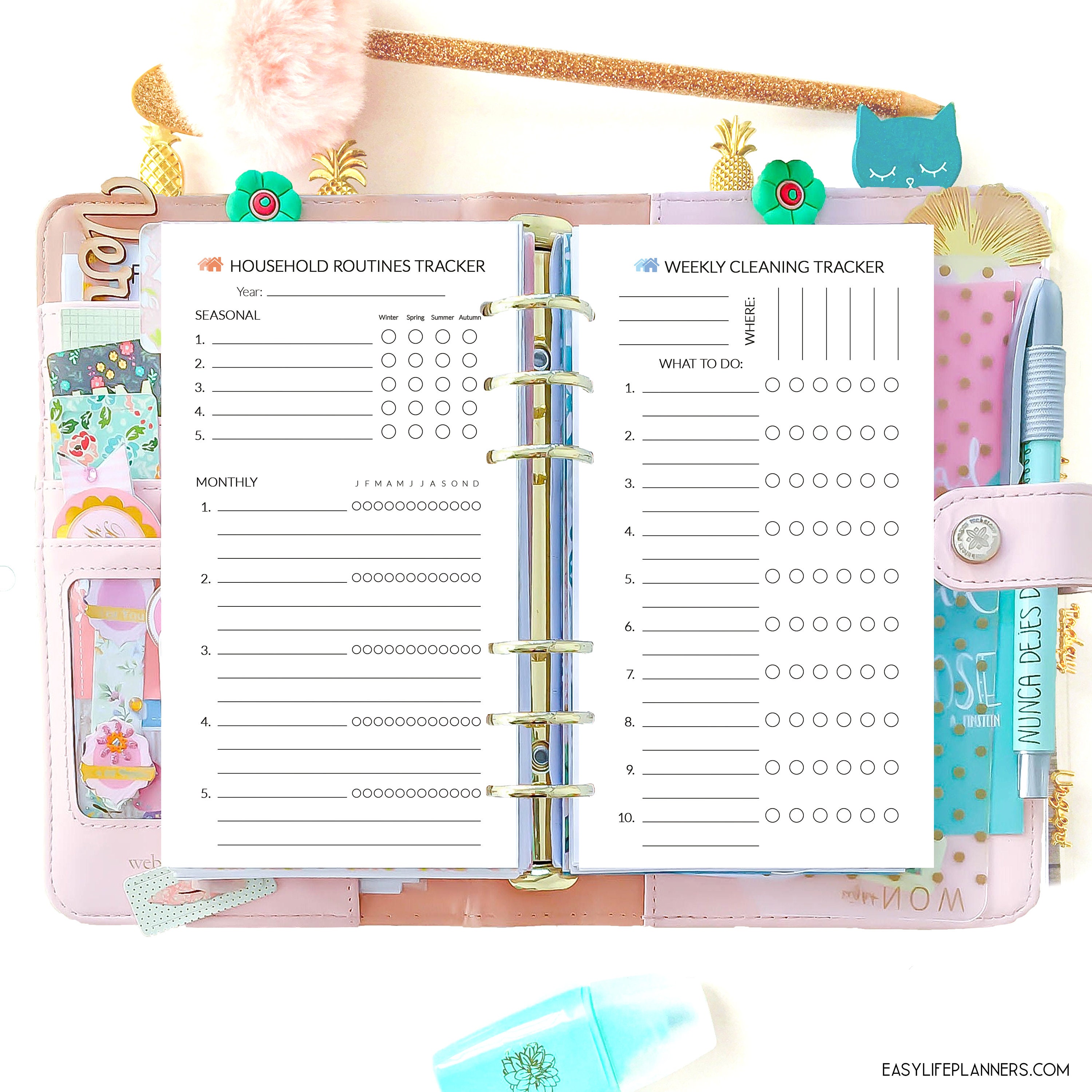 Personal Size Planner  Inserts Cleaning List Household 