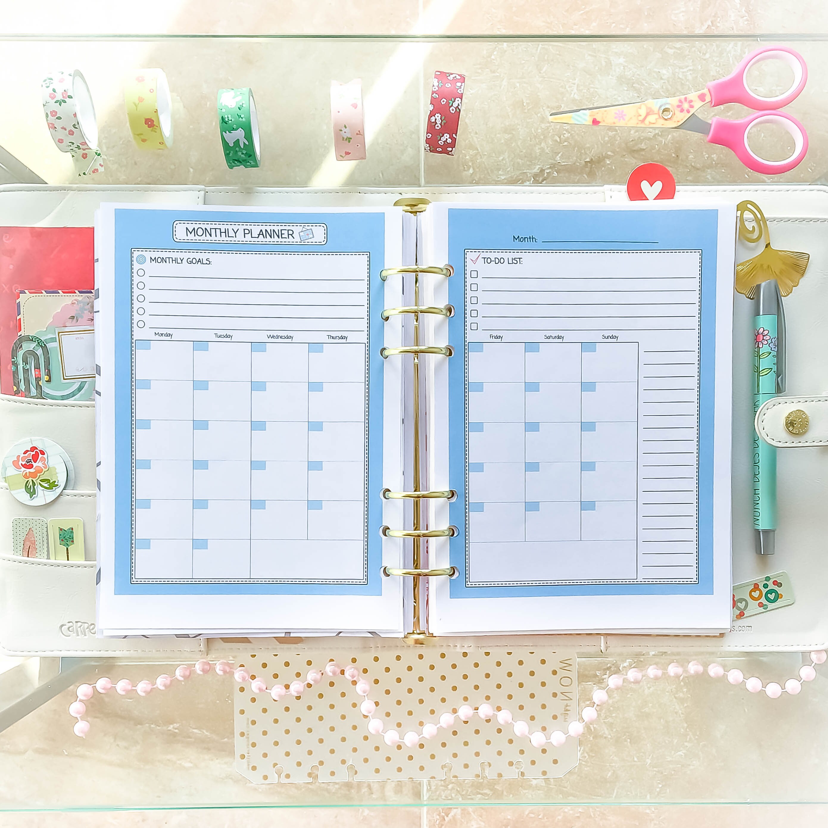 Filofax A5 Inserts Month On Two Pages Monday and Sunday Start | Etsy