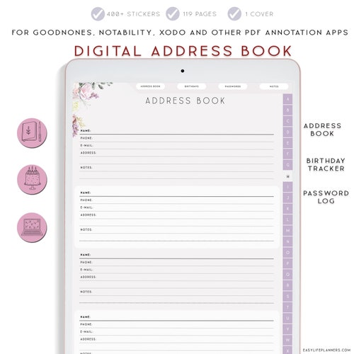 Digital Password Tracker for Goodnotes Password Log Planner - Etsy