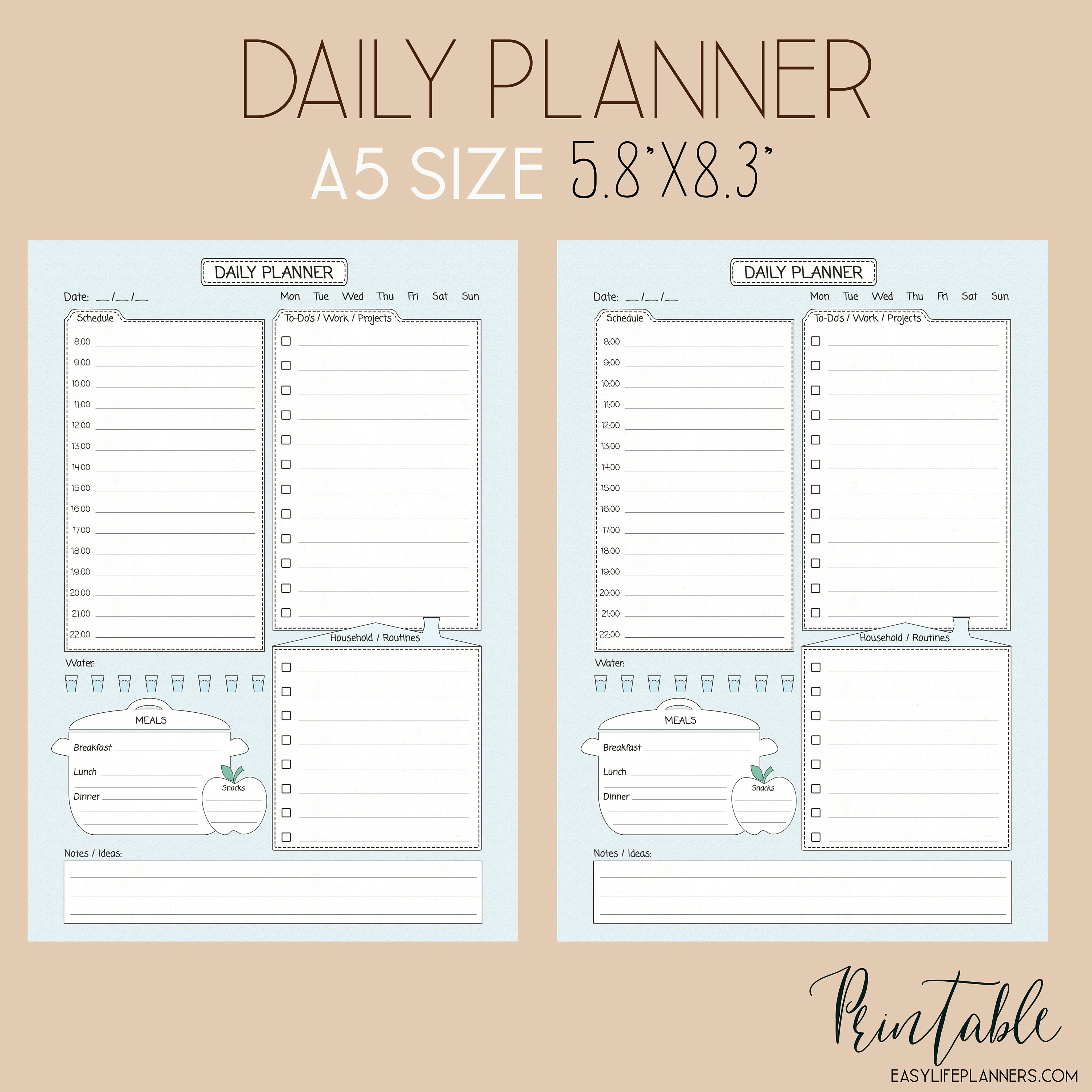 a5 planner inserts printable daily planner pages daily