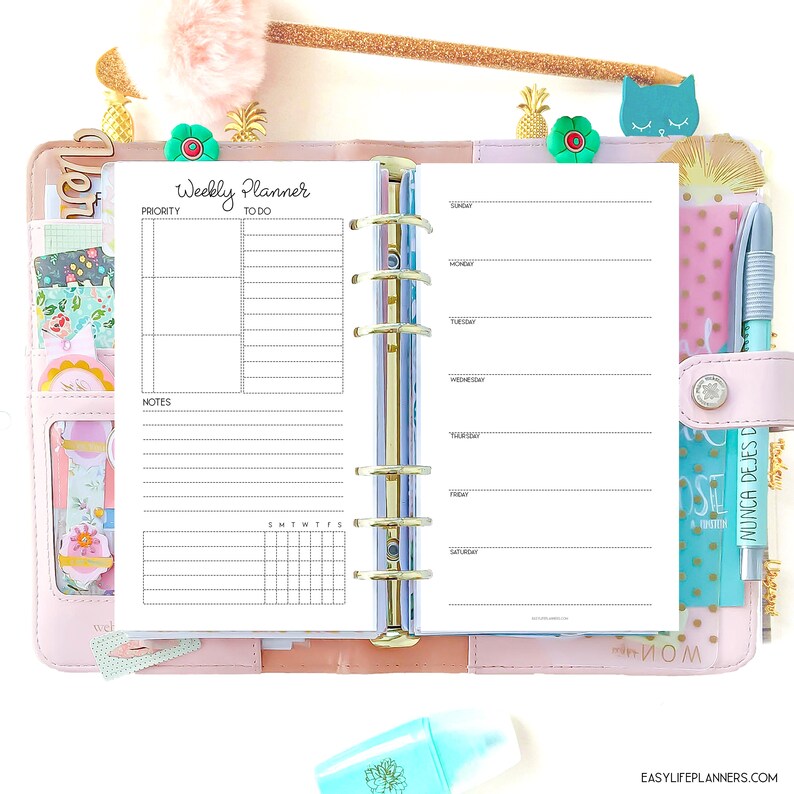 Weekly Planner Pages Personal Filofax Refills Personal Size Etsy