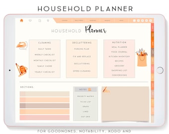 Household Planner, Digital Planner, Notability Planner, Cleaning Checklist, Goodnotes Template for iPad, Cleaning template, Decluttering