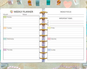 Lined Weekly Planner Pages, made to fit Happy Planner Printable Inserts and Erin Condren Inserts.