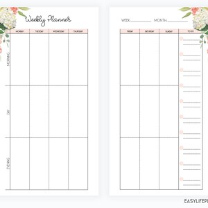 Weekly Planner Pages, Week on Two Pages Personal Filofax Printable ...