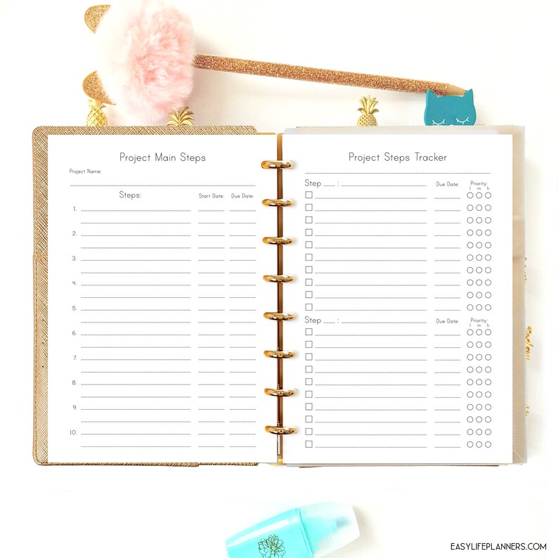 Project Planner Printable filofax a5 inserts Productivity Etsy