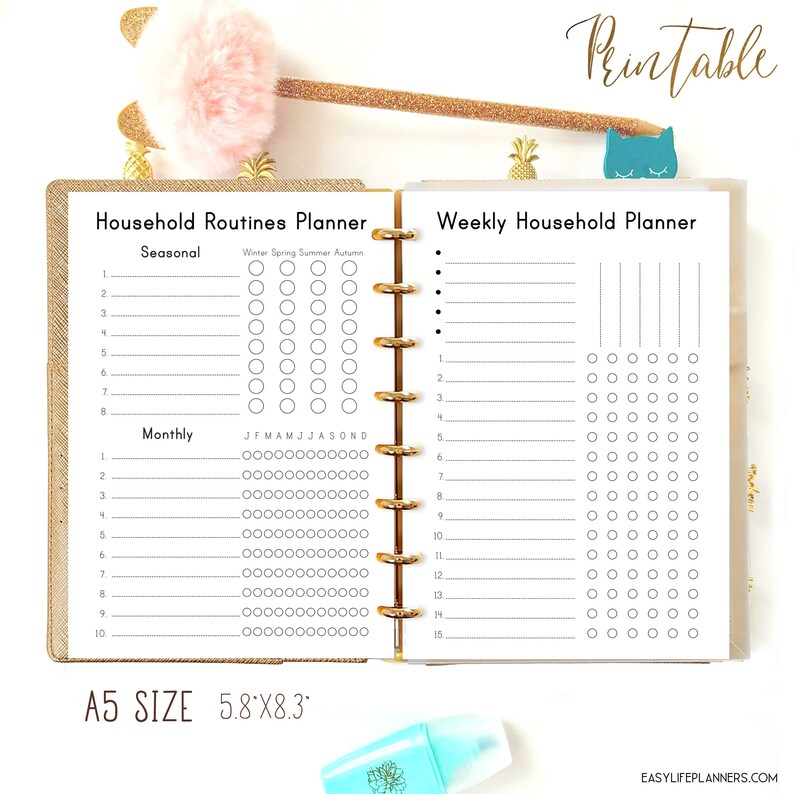 Cleaning Checklist A5 Planner Binder Filofax A5 Inserts A5 Etsy