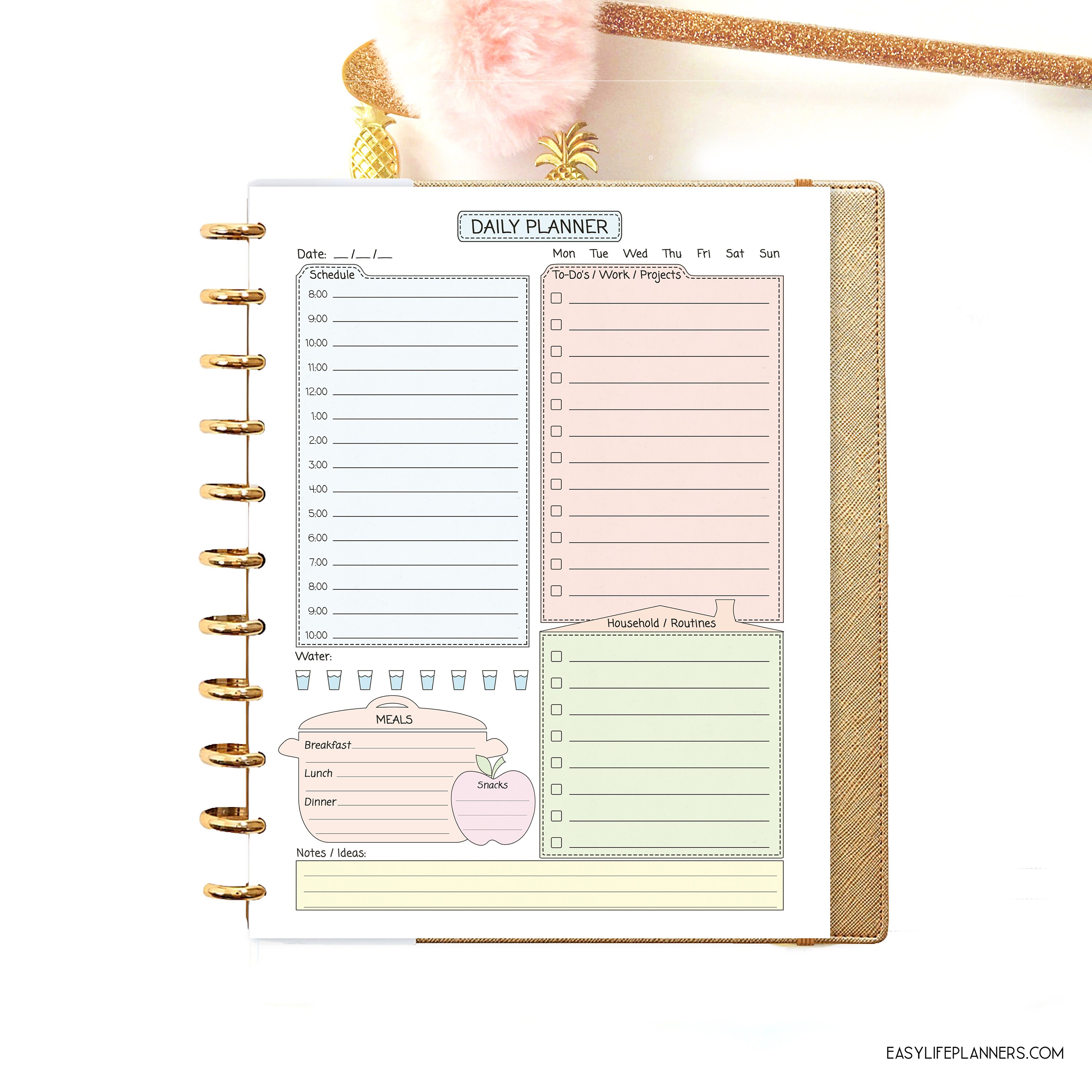 Daily Planner Big Happy Planner Inserts PDF Pastel Colors Etsy