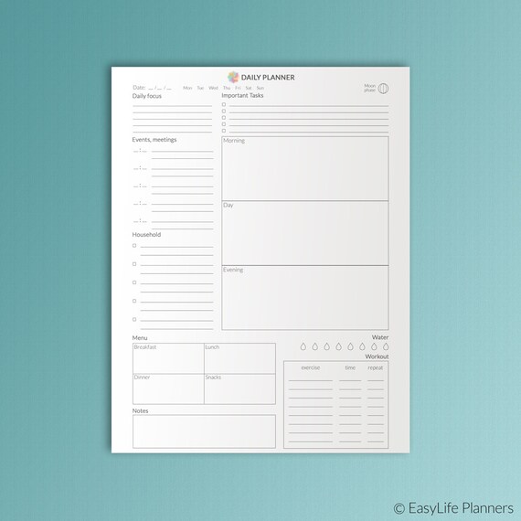 daily planner printable letter inserts pdf family planner etsy