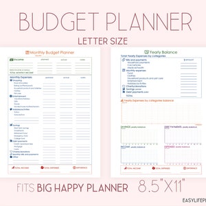 Budget Planner Printable, Financial Goals Planner made to fit Big Happy Planner Pages