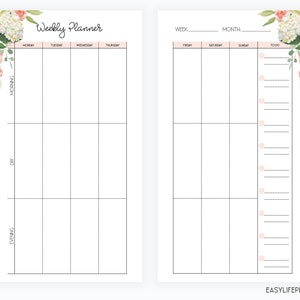 Weekly Planner Pages, Week on Two Pages Personal Filofax Printable ...