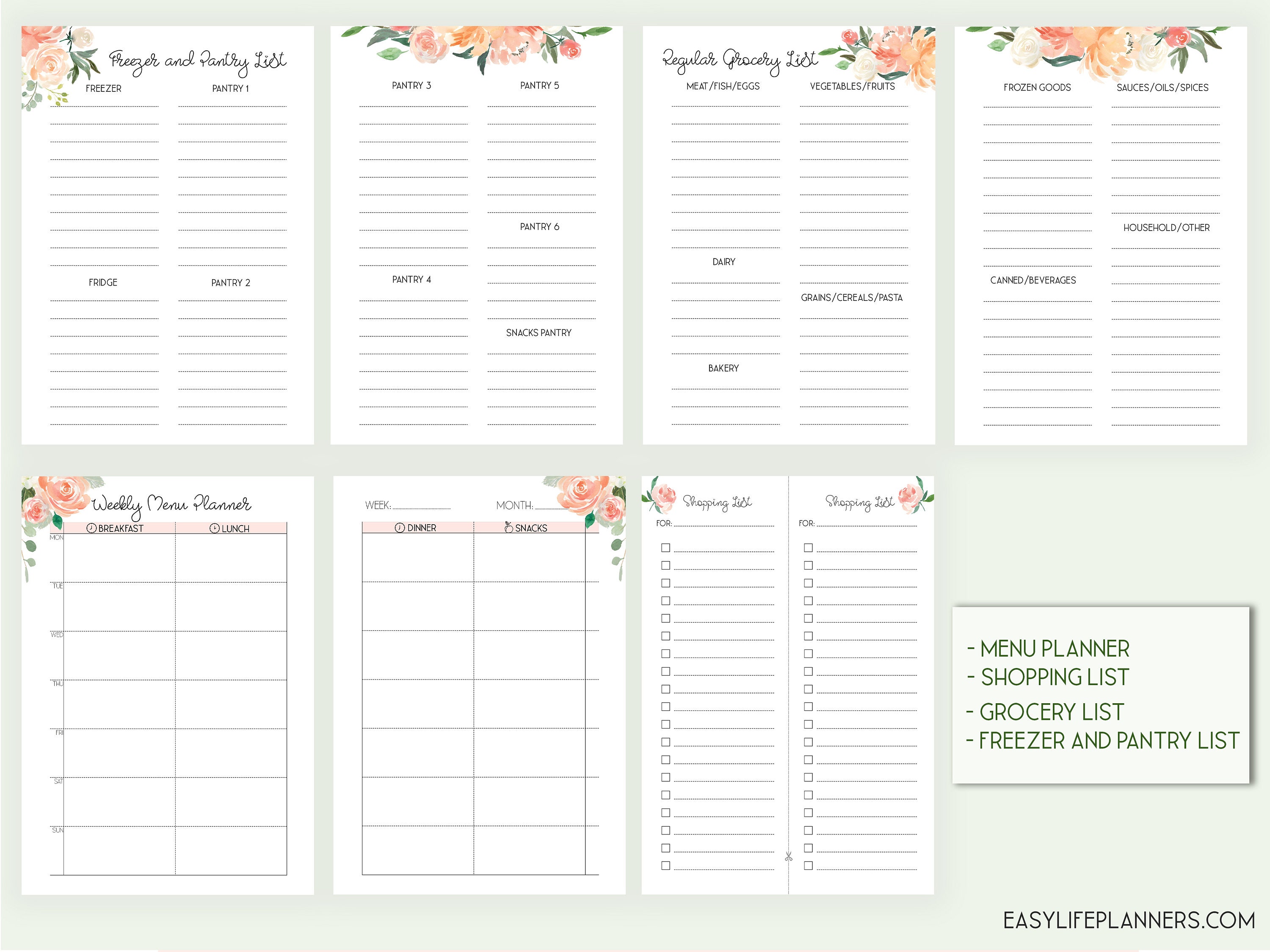 Life Planner Pages A5 Printable Planner Inserts, Made to fit Filofax A5