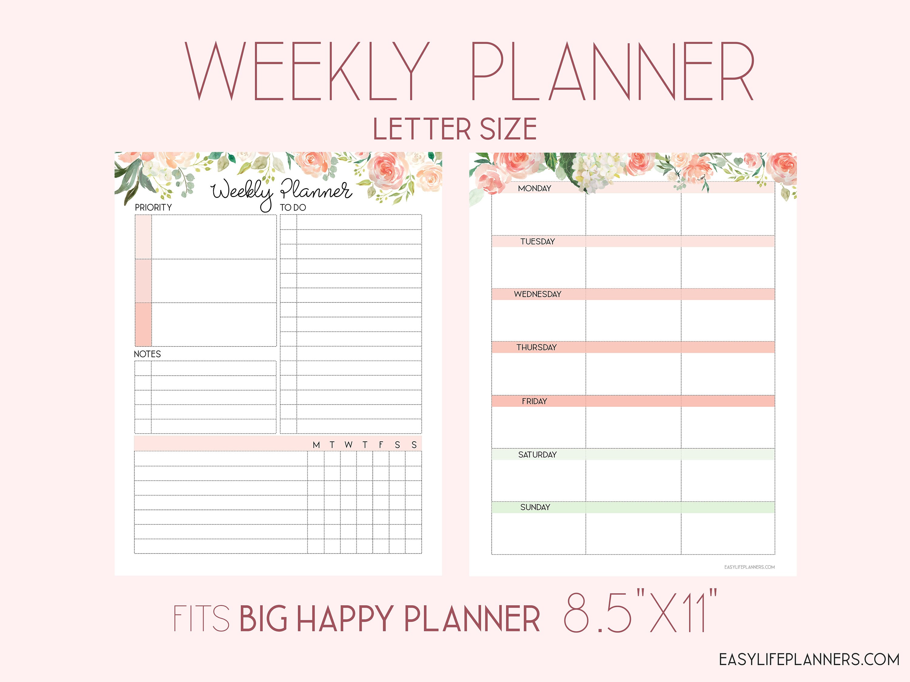 weekly agenda printable weekly planner pages big happy planner