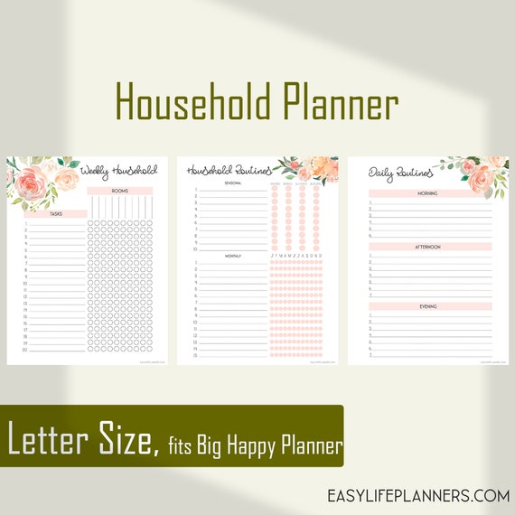 Refill for the Happy Planner 7.00x9.25 inch pages Mid Size 7 Weekly Cleaning Chore List Planner Inserts Discbound
