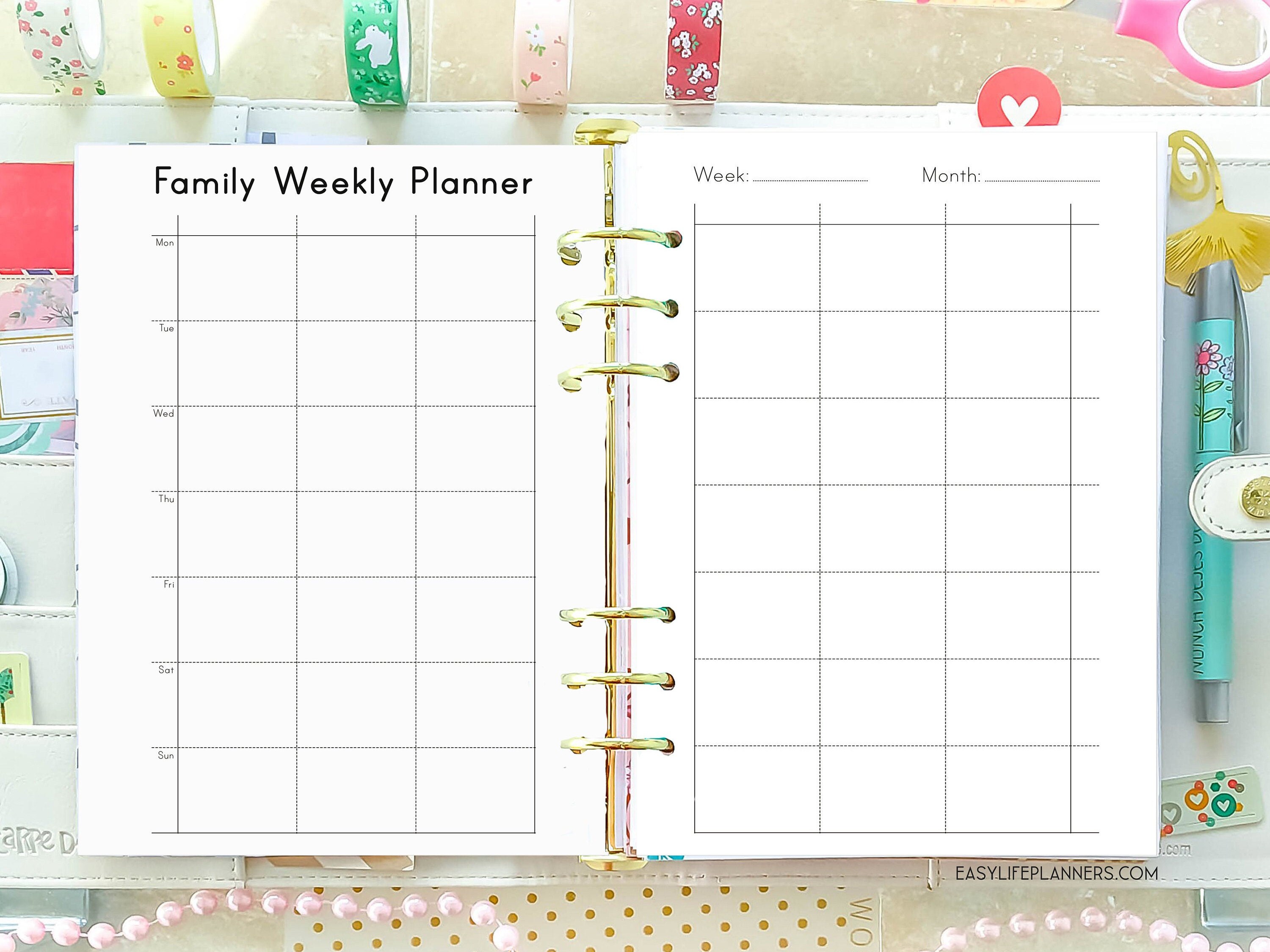 half size planner family weekly planner half letter 55 85 printable