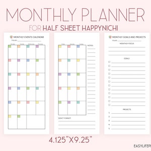 Month on Two Pages, Half Sheet Happy Planner, Happynichi Printable ...