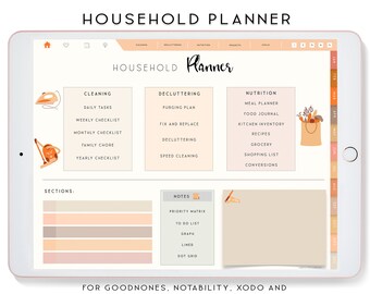 Household Planner, Digital Planner, Notability Planner, Cleaning Checklist, Goodnotes Planner for iPad, Cleaning template, Decluttering