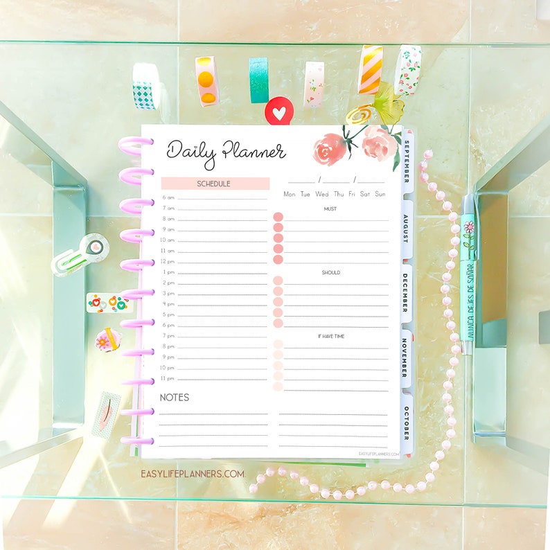 Daily Planner 2021 Daily Planner Pages Floral Planner Letter Etsy