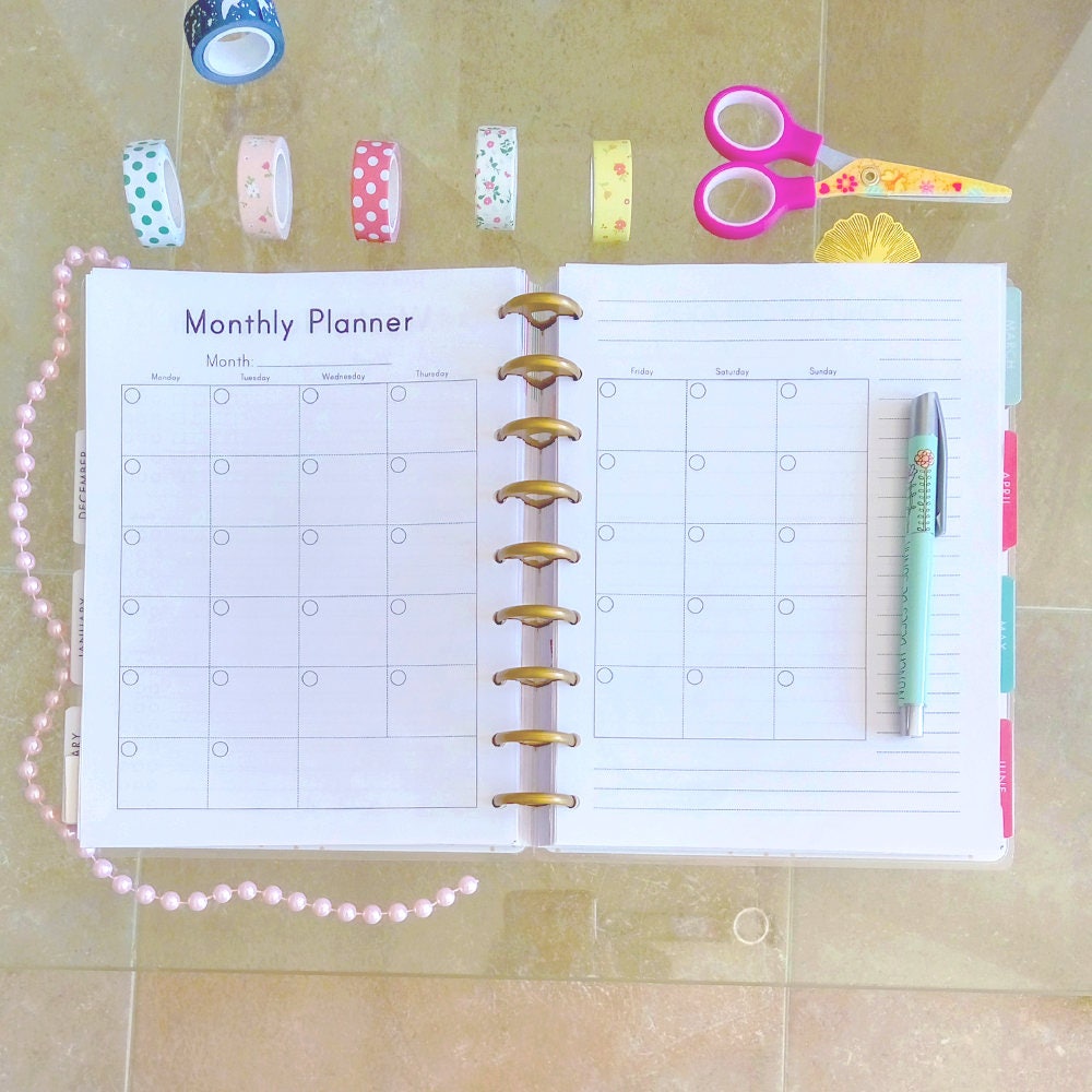 monthly inserts printable inserts made to fit erin condren planner and