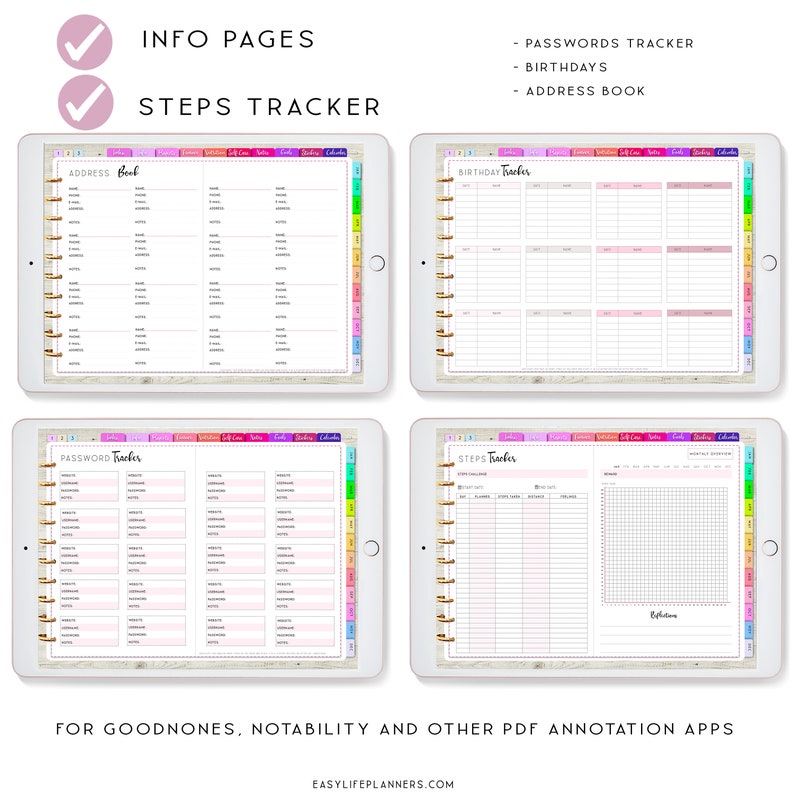 Undated Digital Planner for Ipad Goodnotes Planner Etsy Canada