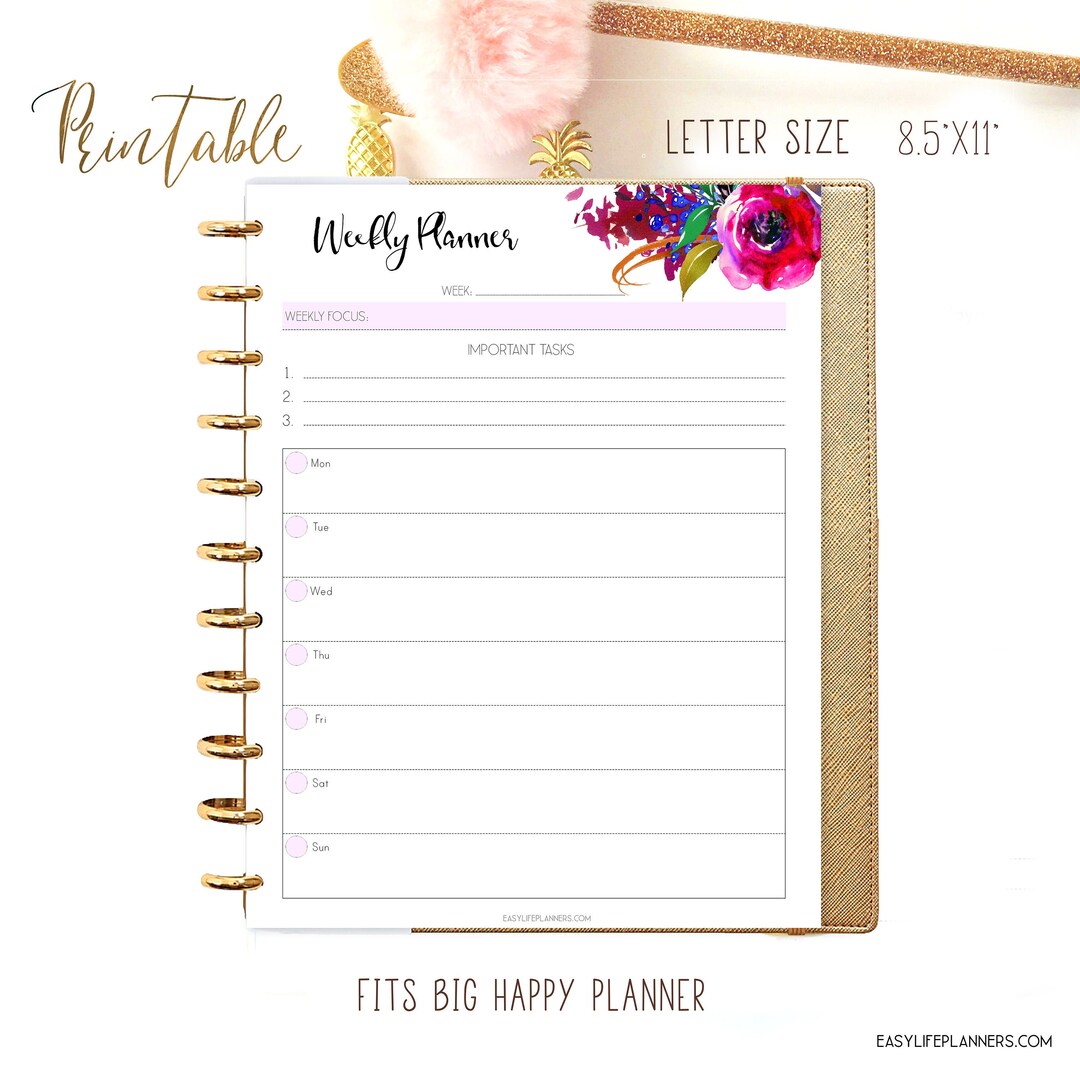 Weekly Planner Pages for Big Happy Planner Refills WO1P Etsy