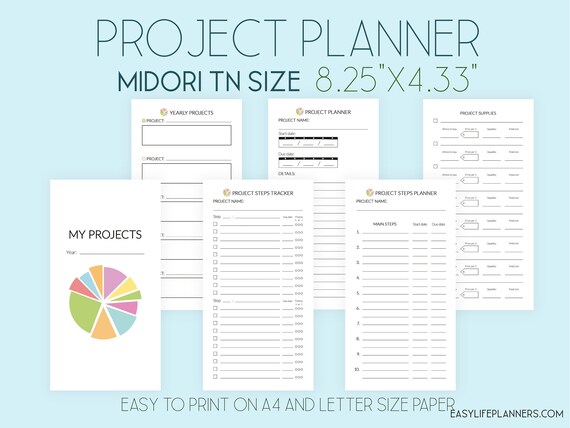 Midori Printable TN Inserts Project Planner Midori | Etsy