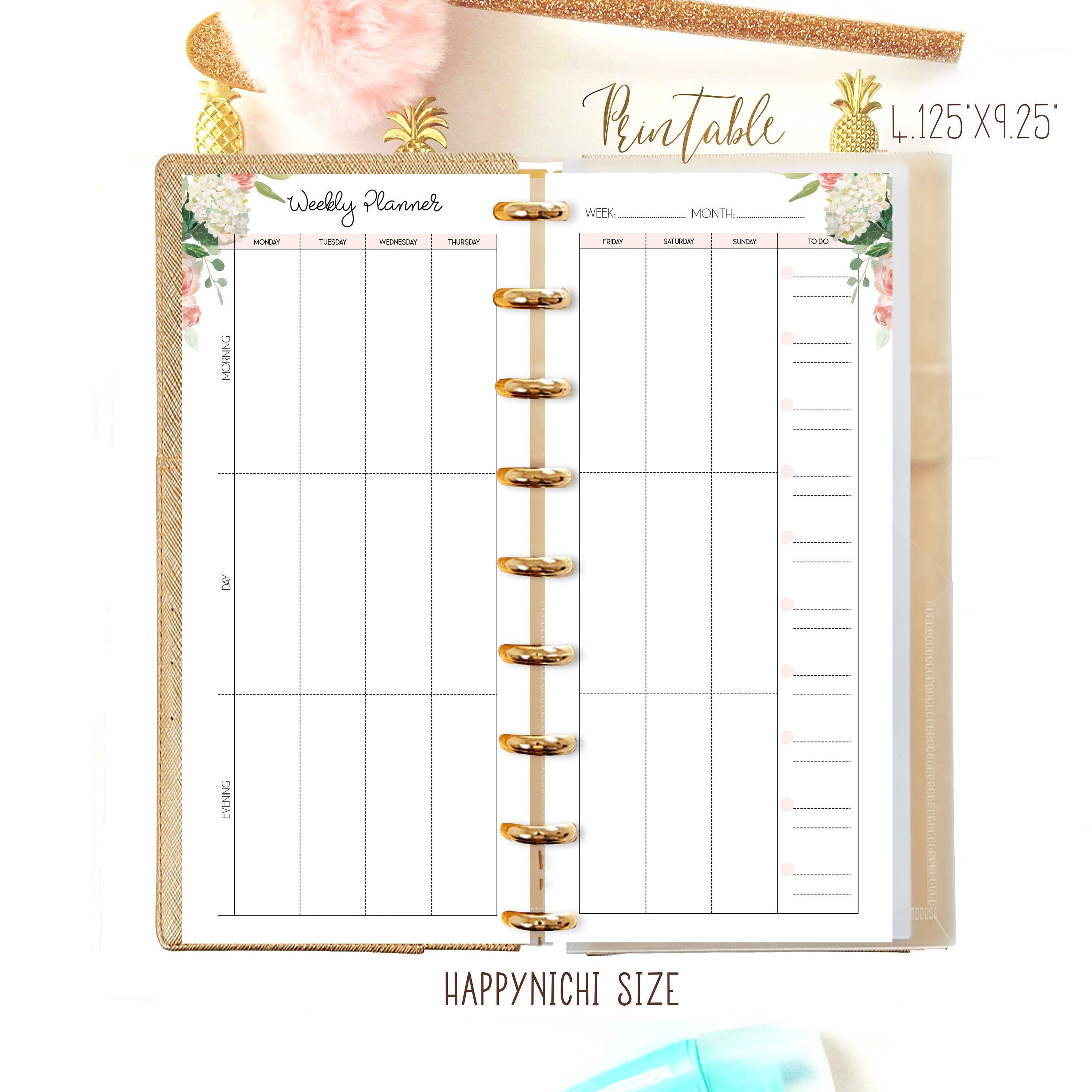 weekly planner pages half sheet happy planner printable happynichi