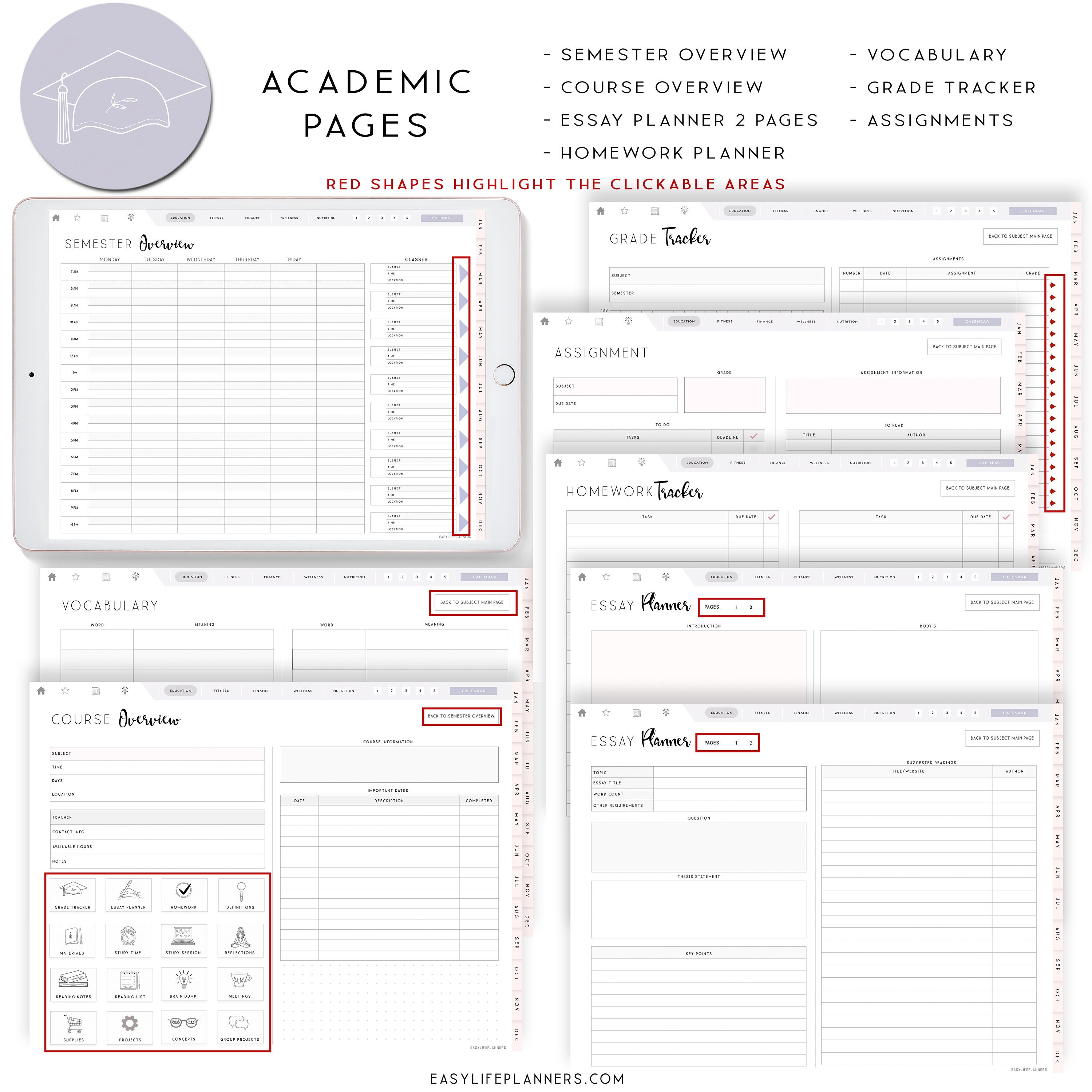 Digital Student Planner, Digital Planner for iPad, Notability Planner, Goodnotes Template