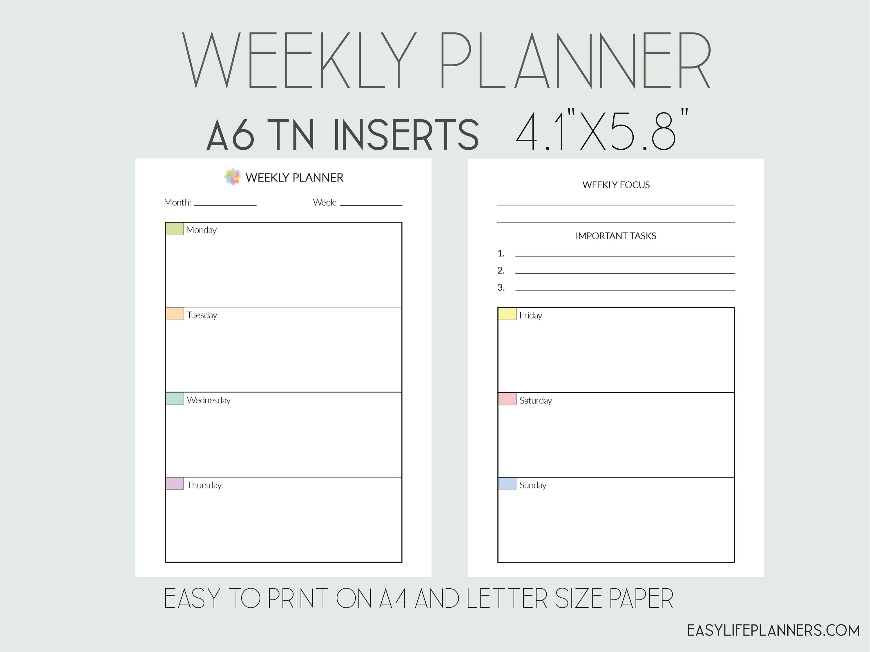 a6-tn-inserts-weekly-planner-pages-a6-planner-inserts-etsy