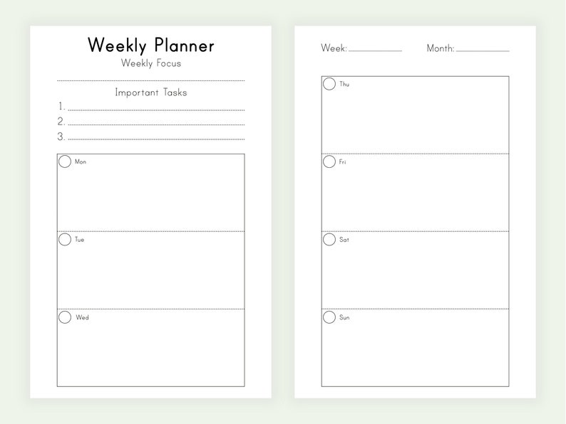 weekly-planner-pages-week-on-two-pages-printable-half-size-etsy