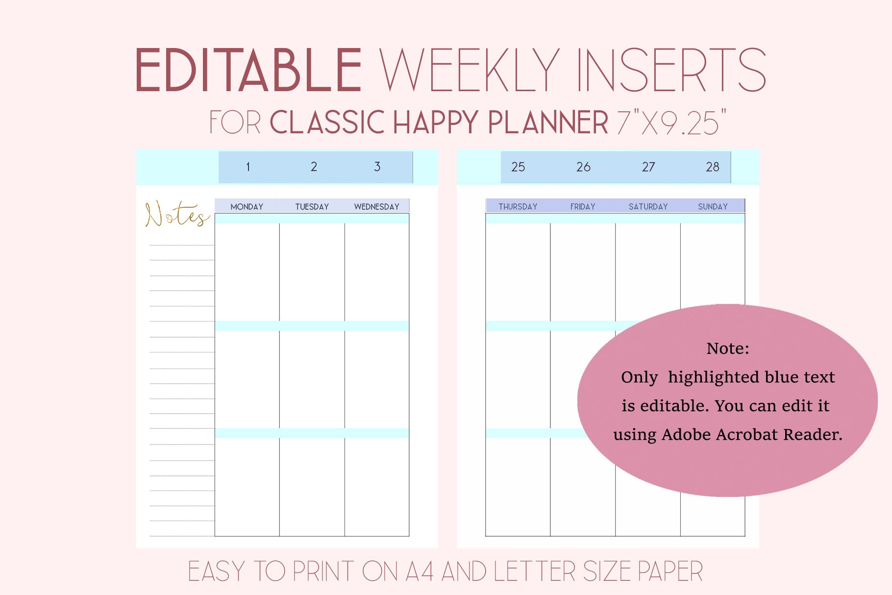 Happy Planner Template Weekly Planner Pages Weekly Layout 