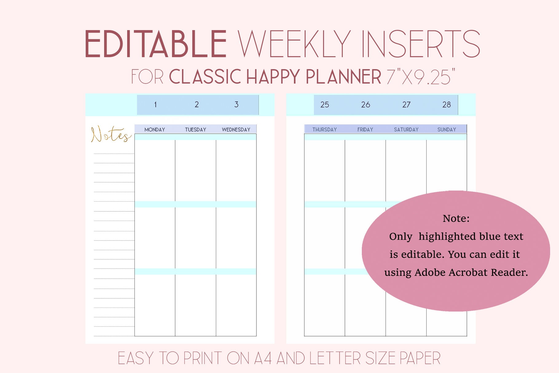 Happy Planner Template Weekly Planner Pages Weekly Layout 