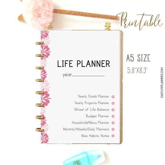 Printable Life Planner A5 Printable Planner Inserts Life - Etsy