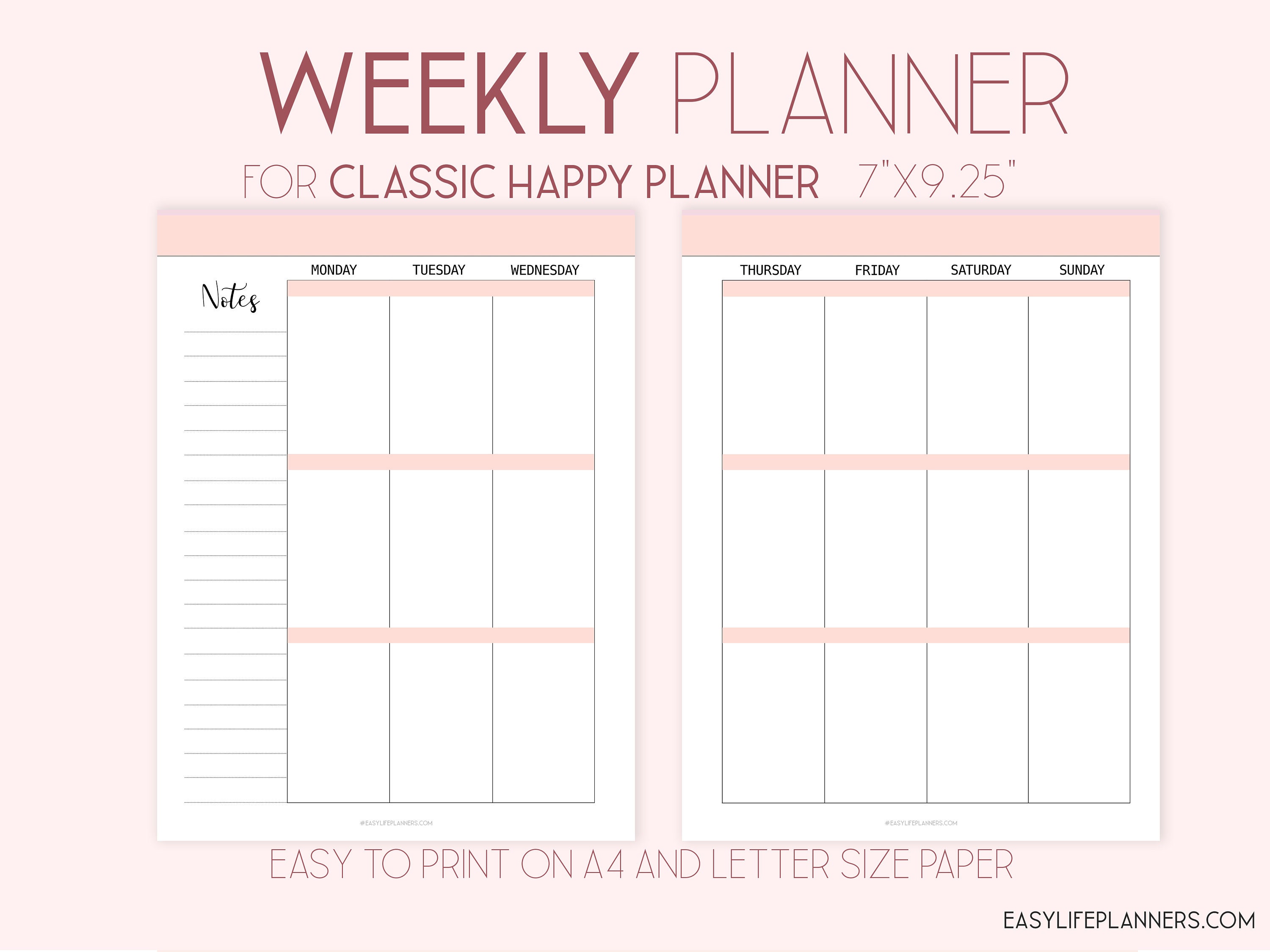 vertical weekly planner made to fit happy planner - vertical weekly planner insert printable