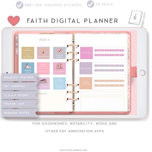 Faith Digital Planner: Prayer Journal, Bible Study (Goodnotes, Notability)